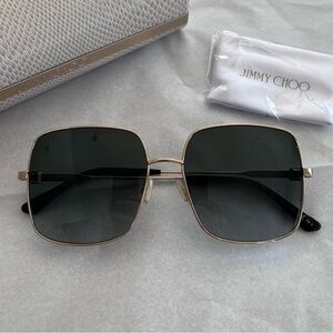 NEW Jimmy Choo Lili 58MM Square Sunglasses Gold Frame Crystal Detail Gradient